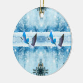 Twee blauwe kerstganzen keramisch ornament (Links)