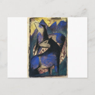 Twee blauwe paarden van Franz Marc Briefkaart