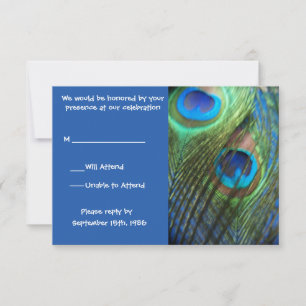 Twee Blauwe Pauwveren RSVP Kaartje