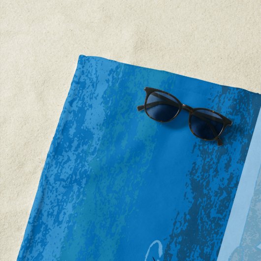 Twee blauwe pinguïns vissen strandlaken (In situ)