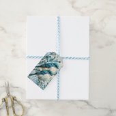 Twee Blauwe Roodborstjes Kerst Cadeaulabel (Met Touw)