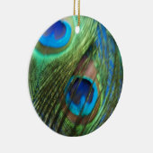 Twee blauwe stilstaande pacockuren keramisch ornament (Rechts)