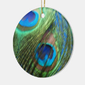 Twee blauwe stilstaande pacockuren keramisch ornament (Links)