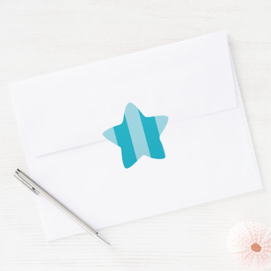 Twee blauwe tinten gestreept ster sticker (Envelop)
