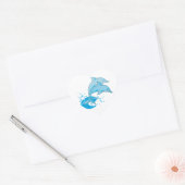 Twee blauwe tuimelaars die uit het water springen hart sticker (Envelop)