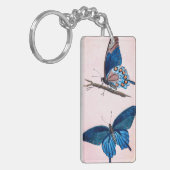 Twee blauwe vlinders sleutelhanger (Voorkant Links)