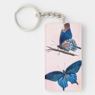 Twee  blauwe vlinders sleutelhanger