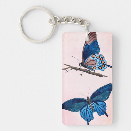 Twee blauwe vlinders sleutelhanger (Voorkant)