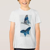 Twee blauwe vlinders Tri-Blend shirt (Voorkant)