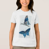 Twee blauwe vlinders Tri-Blend shirt (Voorkant)