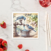 Twee blauwe vogels op een kraan servet (Insitu)