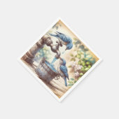 Twee blauwe vogels op een kraan servet (Hoek)