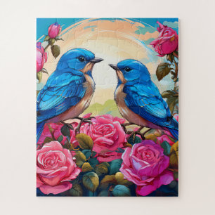 Twee blauwe vogels voor kinderen legpuzzel