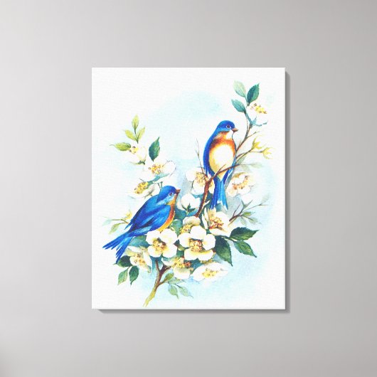 Twee blauwvogels canvas afdruk (Voorkant)