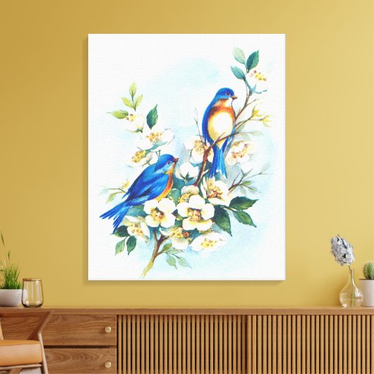 Twee blauwvogels canvas afdruk (Insitu (Woonkamer))