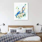 Twee blauwvogels canvas afdruk (Insitu (Slaapkamer))