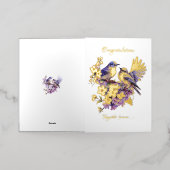 Twee blauwvogels in liefde gouden folie bruiloft folie wenskaart (Buiten Laag)