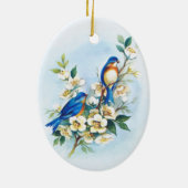 Twee blauwvogels keramisch ornament (Achterkant)