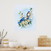 Twee blauwvogels poster (Keuken)