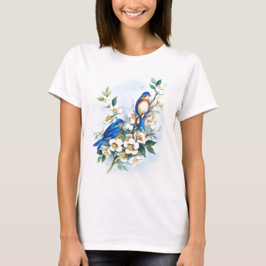 Twee blauwvogels t-shirt (Voorkant)