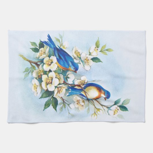 Twee blauwvogels theedoek (Horizontaal)