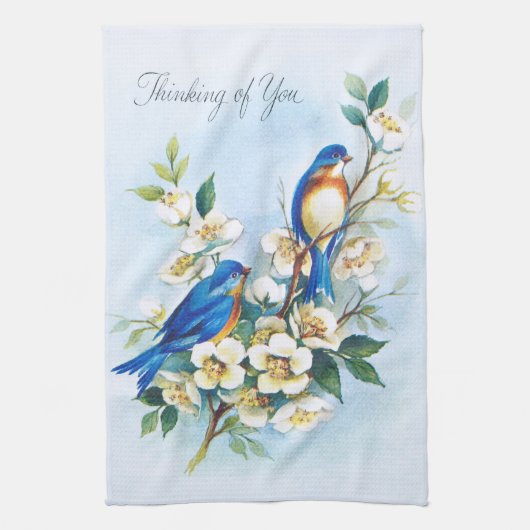 Twee blauwvogels theedoek (Verticaal)