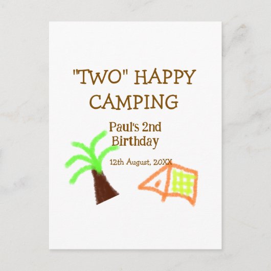 Twee blije camping 2e verjaardag boom kamp kindere briefkaart (Voorkant)