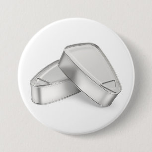 Twee blikjes met ham, vis of ander voedsel ronde button 7,6 cm