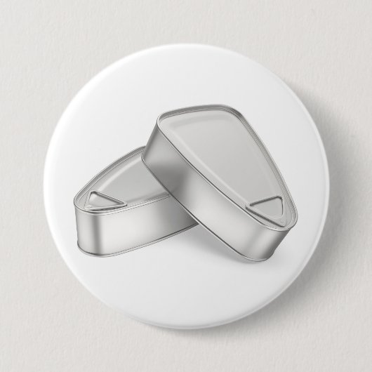 Twee blikjes met ham, vis of ander voedsel ronde button 7,6 cm (Voorkant)