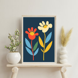 Twee bloemen Abstract Botanisch Poster
