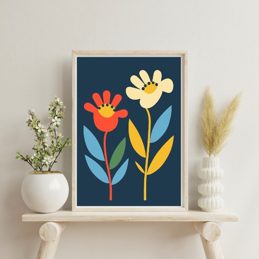 Twee bloemen Abstract Botanisch Poster