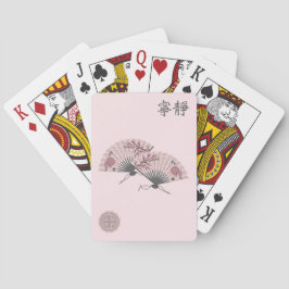 Twee bloemen Aziatische roze fans "Serenity" digit Pokerkaarten