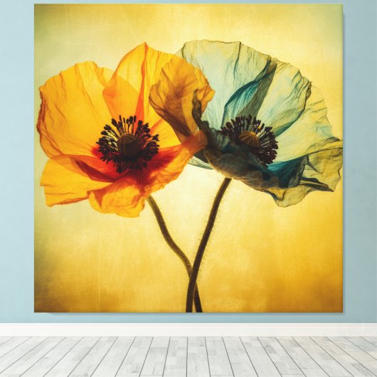 Twee bloemen canvas afdruk (Insitu (Houten vloer))