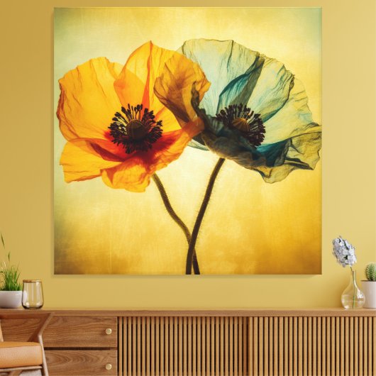 Twee bloemen canvas afdruk (Insitu (Woonkamer))