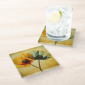 Twee bloemen glazen onderzetter (Schuin)