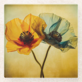 Twee bloemen glazen onderzetter