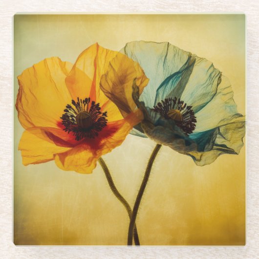 Twee bloemen glazen onderzetter (Voorkant)