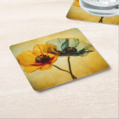 Twee bloemen kartonnen onderzetters (Schuin)