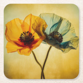 Twee bloemen kartonnen onderzetters