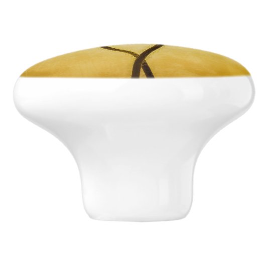 Twee bloemen keramische knop (Zijkant)