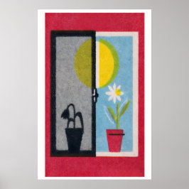 Twee Bloemen Luciferdoosje Print Vintage Oost-Euro