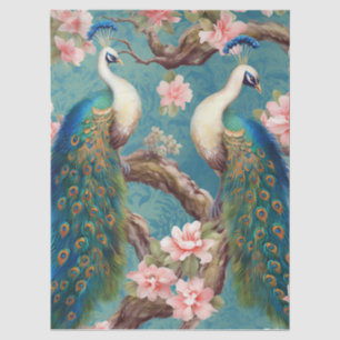 Twee Bloemen Peacocks Decoupage Tissuepapier