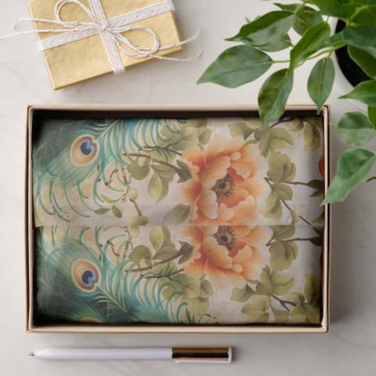 Twee Bloemen Peacocks Decoupage Tissuepapier (Geschenk)