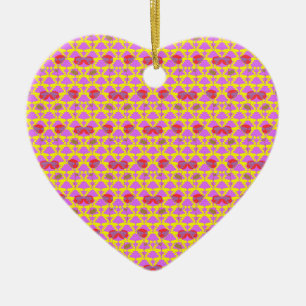 Twee Bloemen Rozen Keramisch Ornament