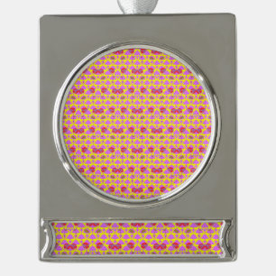 Twee Bloemen Rozen Verzilverd Banner Ornament