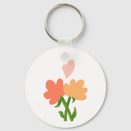 Twee bloemen sleutelhanger