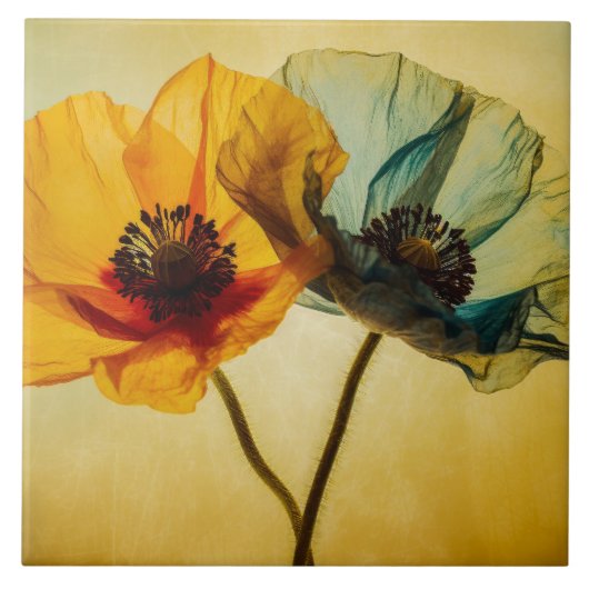 Twee bloemen tegeltje (Voorkant)