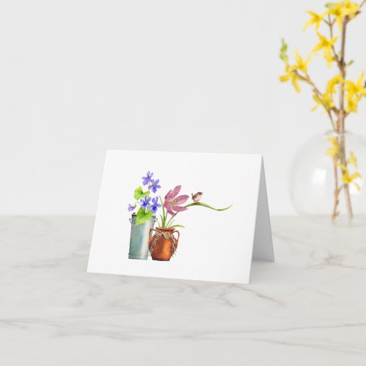 Twee Bloempotten Kaart (Gele Bloem)