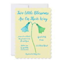 Twee bloesems blauw ventilator Twins Baby shower