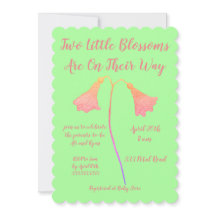 Twee bloesems Bleek roze strijkjes Baby shower